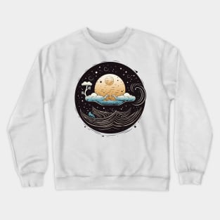 Abstract Moon Among Clouds Crewneck Sweatshirt